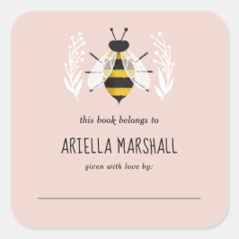 ガール素朴ベビービーベビーカスタムブックプレート スクエアシール