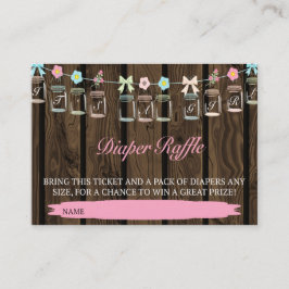 ガール素朴メイソンの瓶おむつラッフルチケット エンクロージャーカード