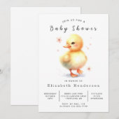 ガール編集可能アヒル赤ちゃんシャワー 招待状 (正面/裏面)