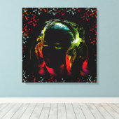 ガール聞ズ・ミュージック・ヘッドフォンNeon Colors Gives キャンバスプリント (インサイチュ (ウッドフロア))
