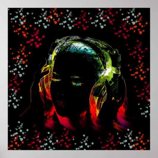 ガール聞ズ・ミュージック・ヘッドフォンNeon Colors Gives ポスター (正面)