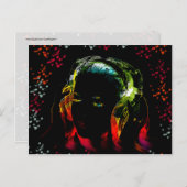 ガール聞ズ・ミュージック・ヘッドフォンNeon Colors Gives ポストカード (正面/裏面)