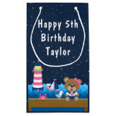 ガール航海のベアーピンク&ネイビーハッピーバースデー スモールペーパーバッグ (裏面)