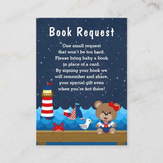 ガール航海のベアーレッドとネイビーのブックリクエスト エンクロージャーカード (正面)