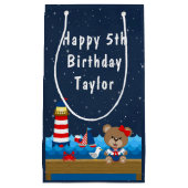 ガール航海のベアーレッド&ネイビーハッピーバースデー スモールペーパーバッグ (正面)