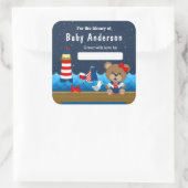 ガール航海のベアーレッド&ネイビーベビー蔵書票 スクエアシール (バッグ)