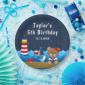 ガール航海のベアーレッド&ネイビー誕生日パーティー ペーパープレート (パーティー)