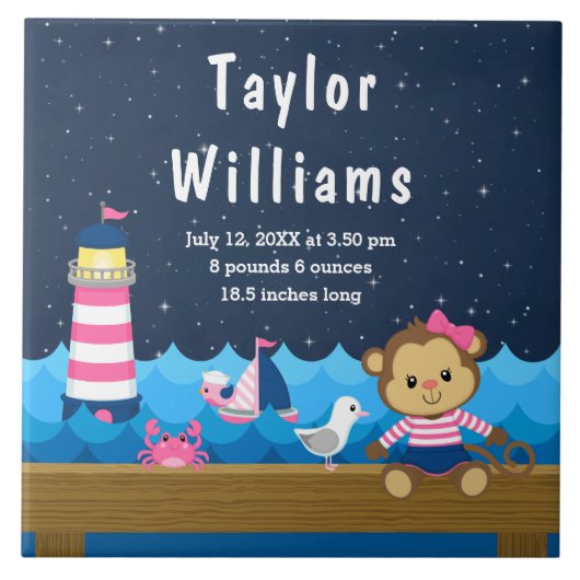 ガール航海のモンキーピンクネイビー誕生統計 タイル (正面)