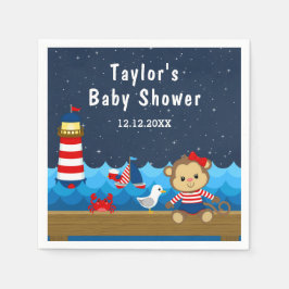 ガール航海のモンキーレッドとネイビーベイビーシャワー スタンダードカクテルナプキン