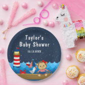 ガール航海のモンキーレッドとネイビーベイビーシャワー ペーパープレート (パーティー)