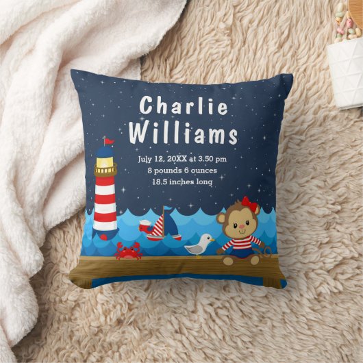ガール航海のモンキーレッドネイビー誕生統計 クッション (ブランケット)