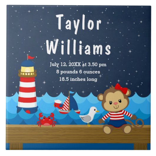 ガール航海のモンキーレッドネイビー誕生統計 タイル (正面)