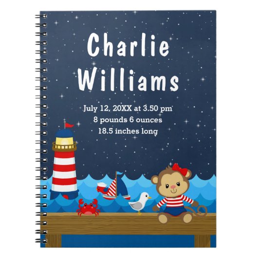 ガール航海のモンキーレッドネイビー誕生統計 ノートブック (正面)