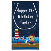 ガール航海のモンキーレッド&ネイビーハッピーバースデー スモールペーパーバッグ (裏面)