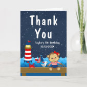 ガール航海のモンキーレッド&ネイビー誕生日パーティー サンキューカード (正面)