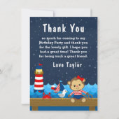 ガール航海のモンキーレッド&ネイビー誕生日パーティー サンキューカード (正面)