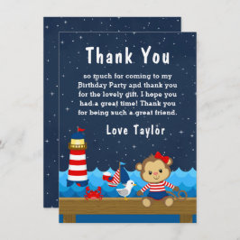 ガール航海のモンキーレッド&ネイビー誕生日パーティー サンキューカード