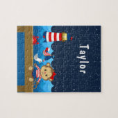 ガール航海のモンキーレッド&ネイビー ジグソーパズル (横)