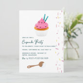 ガール誕生日カップケーキベーキングパーティの招待状 招待状 (スタンド正面)