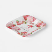 ガール誕生日ストロベリーミルクシェイクパーソナライズされた ペーパープレート (傾斜あり)