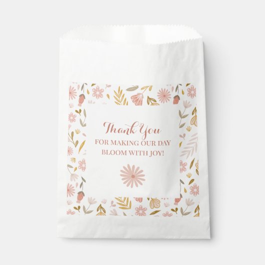 ガール誕生日ピンクパステルワイルドフラワー フェイバーバッグ (正面)