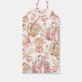ガール誕生日ベースボールピンク金ゴールド ギフトタグ (裏面)