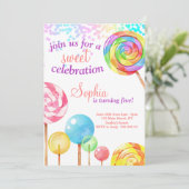 ガール誕生日招待状キャンディスイートお祝い 招待状 (スタンド正面)