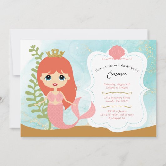 ガール誕生日招待状 招待状 (正面)