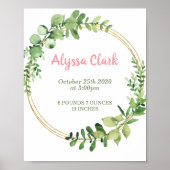 ガール誕生統計ポスター子供部屋ウォールアートプリント ポスター (正面)