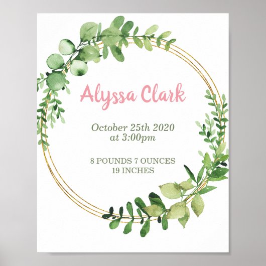 ガール誕生統計ポスター子供部屋ウォールアートプリント ポスター (正面)