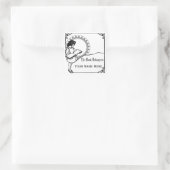 ガール読ズアールヌーボースタイル蔵書票 スクエアシール (バッグ)