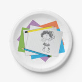 ガール踊りイラストレーション ペーパープレート (正面)