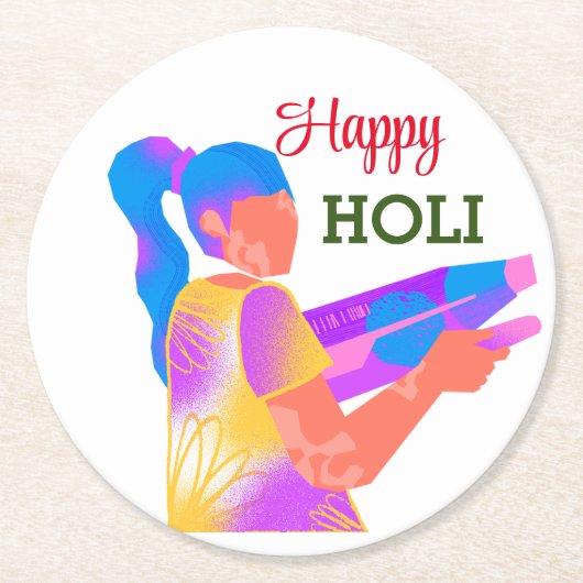 ガール遊ズカラフルホリ ラウンドペーパーコースター (正面)