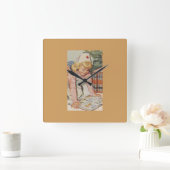 ガール遊ズナース-レトロ スクエア壁時計 (ホーム)