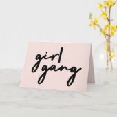 ガール集団 |かわいいピンクの女の子パワーモダンフェミニスト カード (黄色い花)