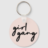 ガール集団 |かわいいピンクの女の子パワーモダンフェミニスト キーホルダー (正面)