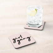 ガール集団 |かわいいピンクの女の子パワーモダンフェミニスト コースター (右側)