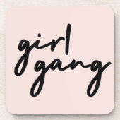 ガール集団 |かわいいピンクの女の子パワーモダンフェミニスト コースター (正面)