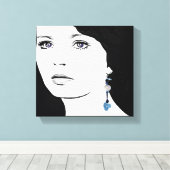 ガール顔美しいフローラファッションイラストレーション キャンバスプリント (インサイチュ (ウッドフロア))