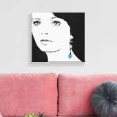 ガール顔美しいフローラファッションイラストレーション キャンバスプリント (インサイチュ (リビング))