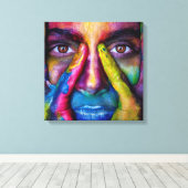 ガール顔 | Zazzle_Growstore キャンバスプリント (インサイチュ (ウッドフロア))