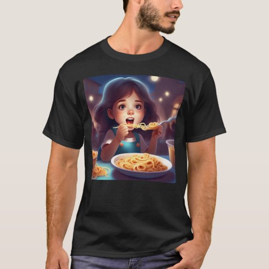 ガール食べススパゲティ Tシャツ (正面)
