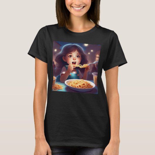 ガール食べススパゲティ Tシャツ (正面)
