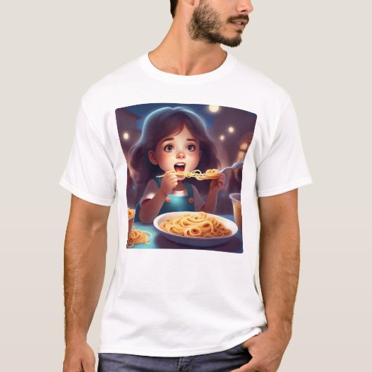 ガール食べススパゲティ Tシャツ (正面)