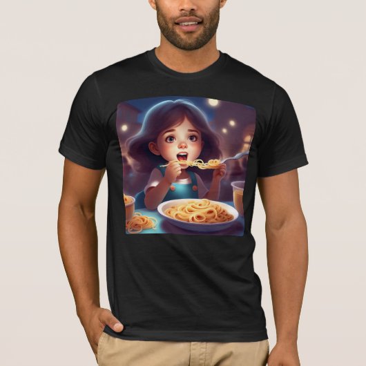 ガール食べススパゲティ Tシャツ (正面)