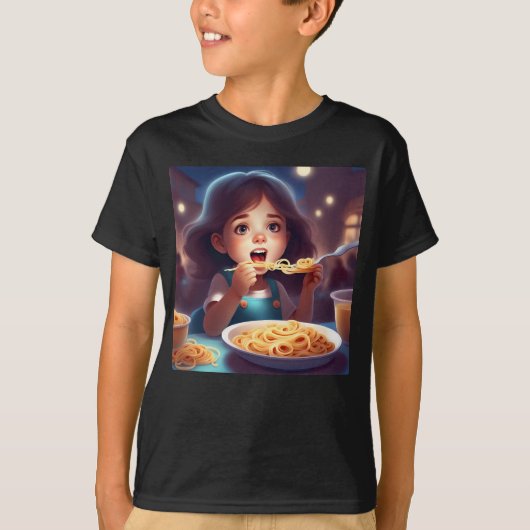 ガール食べススパゲティ Tシャツ (正面)