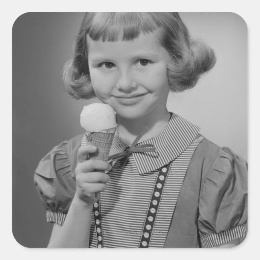 ガール食べズアイスクリーム スクエアシール (正面)