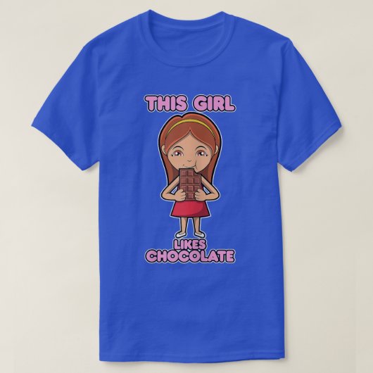 ガール食べチョコレートショコラおもしろいティエ Tシャツ (デザイン正面)