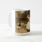 ガール食べ物を与えズ・ダックス(by Frederick Morgan) コーヒーマグカップ (正面左)