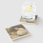 ガール食べ物を与えズ・ダックス(by Frederick Morgan) ストーンコースター (横)